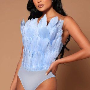 Jade Feather Bodysuit - Blue